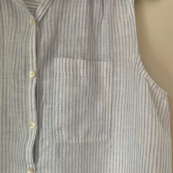 Sundance Classic Memories Blue & White Striped Linen Tunic Top Size Large Petite - Picture 11 of 15